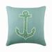 Throw Pillow Cover Dull Blue 22 x22 (55x55 cm) Throw Pillow Covers Linen Anchor Embroidery & Beaded Throw Pillows For Couch Sea Creatures Pattern Beach Style Style - Lost Anchor