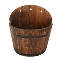 Wooden Flower Pots indoor and outdoor Barrel Planter for patio and garden Outdoor Indoor Home Decor - L L