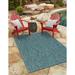 Rugs.com Outdoor Solid Collection Rug â€“ 8 x 11 Teal Flatweave Rug Perfect For Living Rooms Large Dining Rooms Open Floorplans