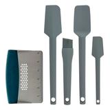5 Pc Kitchen Utensil Silicone Stainless Steel by Taste of Home in Ash Grey