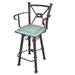 New World Trading Western 30" Swivel Bar Stool Upholstered/Leather/Metal/Genuine Leather in Blue | 42 H x 20 W x 17 D in | Wayfair wisbwarms12Tq