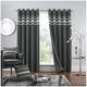 GC GAVENO CAVAILIA Luxury Blackout Eyelet Curtains With Matching Tie Backs, Diamante Black Out Thermal Ring Top Curtains For Living Room & Bedroom, 90" (Width) x 90" (Drop), Charcoal