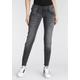 Slim-fit-Jeans HERRLICHER "Pitch Slim Organic Denim Cashmere" Gr. 28, Länge 30, grau (asphalt) Damen Jeans Röhrenjeans