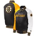Youth Starter Black Boston Bruins Raglan Full-Snap Varsity Jacket