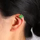 Boucles d'oreilles clip de manchette d'oreille de grenouille verte pour femmes et filles animal de