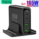 TQUQ – chargeur à 4 ports 165W USB-C GaN adaptateur secteur PD 100W 65W QC 22.5W Station de charge