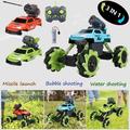 FOCUSSEXY RC Car 1:14 Scale Off Road Vehicle Electric Monster Trucks 2.4GHz All Terrain Toy Trucks 3 Modes Transformation Missile Water Cannon Bubble Machine