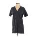 Zara TRF Casual Dress - Mini V Neck Short sleeves: Blue Print Dresses - Women's Size Small