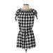 Ann Taylor LOFT Casual Dress - Mini Crew Neck Short sleeves: Black Checkered/Gingham Dresses - Women's Size X-Small