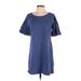 Rolla Coster Casual Dress - Shift Scoop Neck Short sleeves: Blue Print Dresses - Women's Size Small