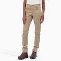 Dickies Women's High Rise Skinny Twill Pants - Rinsed Desert Sand Size 30 (FP516)