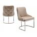 Modern Beige Velvet and Stainless Steel Dining Chair (Set of 2)