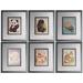 Wooden Framed Wall Art with Winsome Animals, Multicolor, Set of 6