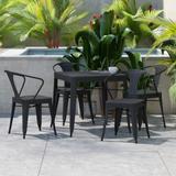 All-Weather Resin Top Square Table & 4 Metal Chairs with Poly Resin Seats - 31.5"W x 31.75"D x 28.25"H