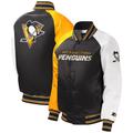 Youth Starter Black Pittsburgh Penguins Raglan Full-Snap Varsity Jacket