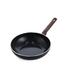 BK Simply Ceramic Non-Stick 14 Piece Cookware Pots and Pans Set, Includes Frying Pan, Saucepan, Casseroles and Utensils, Vintage Wood Inspired Handles, PFAS Free, Induction, Oven Safe, Black