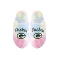 Youth FOCO Green Bay Packers Rainbow Script Slippers