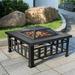 Seizeen 32 inch Fire Pit Table Wood Burning Fire Pit Backyard Patio Garden Metal Outdoor Fireplaces for Heating