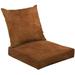 2-Piece Deep Seating Cushion Set Brown canvas texture Outdoor Chair Solid Rectangle Patio Cushion Set