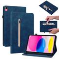 Tablet Case Compatible with iPad 10th Gen 10.9 2022 Quality PU Leather Stand Smart Cover with [Multiple Viewing Angles] [Wake/Sleep Enabled] [Zipper Pocket] for iPad 10th Gen 10.9 2022 Darkblue