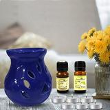 Arvedikas Aroma Diffuser Set with 2 Scented Fragrance Oil & 6 Tealight Candles (Vanilla | Ylang Ylang)