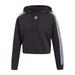 Adidas Tops | Adidas Originals Cropped Hoodie Sweatshirt In Black 3 Stripe Womens Size M | Color: Black/White | Size: M