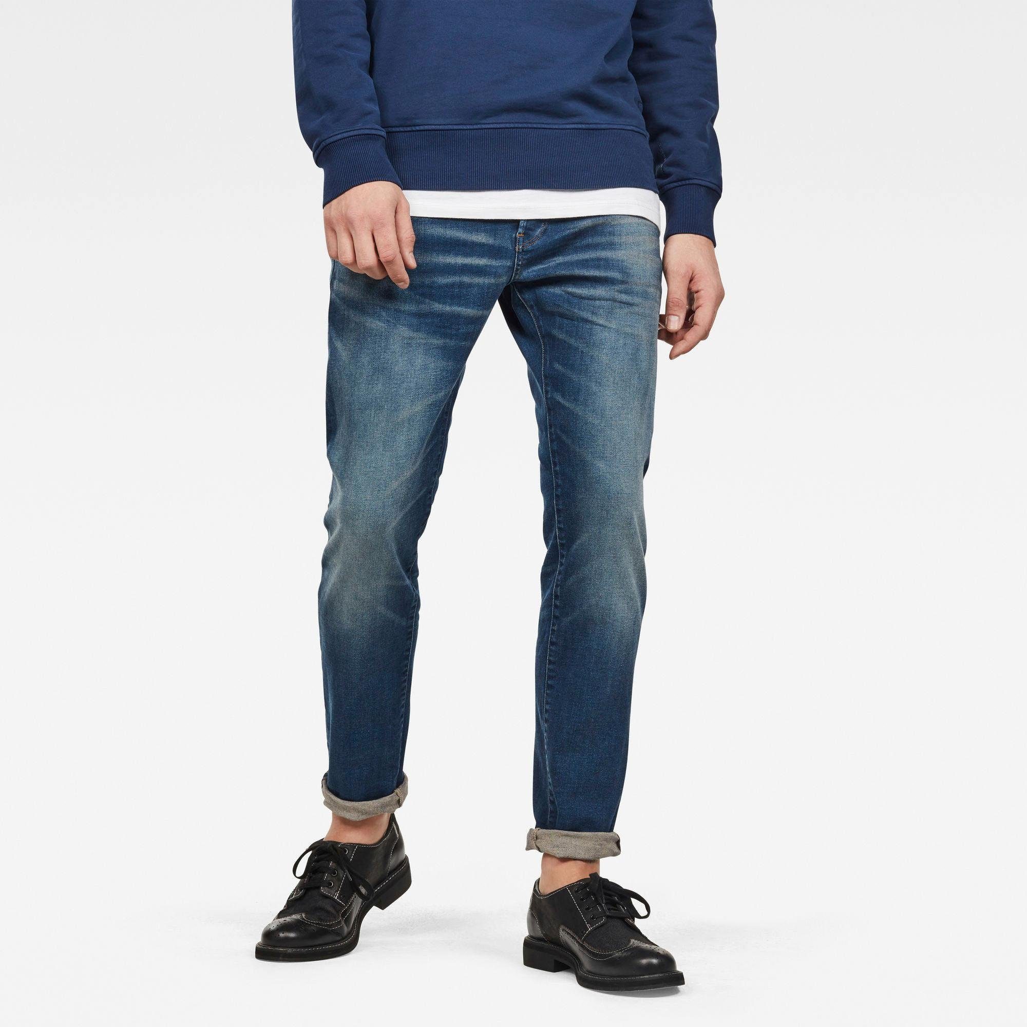 Slim-fit-Jeans G-STAR "3301 Slim", Herren, Gr. 36, Länge 36, blau (worker blau faded), Denim/Jeans, Obermaterial: 98% Baumwolle, 2% Elasthan, slim fit lang, Jeans Slim-fit-Jeans, mit toller Waschung und Elasthan