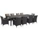 Modway Convene 11 Piece Outdoor Patio Dining Set Wicker/Rattan in Black | 114 W x 39.5 D in | Wayfair EEI-2219-EXP-MOC-SET