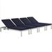 Shore Set of 4 Outdoor Patio Aluminum Chaise w/ Cushions by Modway Metal in Blue | 19.5 H x 25 W x 76 D in | Wayfair EEI-2738-SLV-NAV-SET