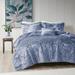 House of Hampton® Nussbaum Crushed Velvet Diamond Quilted Duvet Set in Blue | Full/Queen Duvet Cover + 2 Shams + Throw Pillow | Wayfair