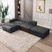 Gray/Brown Reclining Sectional - Latitude Run® Gudde 113" Wide Faux Reversible Modular Sofa & Chaise Faux | 26 H x 113 W x 32 D in | Wayfair