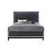 Wood Queen Bed with LED Light in Weathered Black Finish