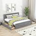 Queen/King Size Wooden Platform Bed with Four Storage Drawers and Support Legs