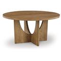 Signature Design by Ashley Dakmore 60" Solid Oak Pedestal Dining Table Wood in Brown | 30 H x 60 W x 60 D in | Wayfair D783-50