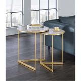 ACME Furniture 3 Legs Nesting Tables Marble Look/Metal in Yellow | 24 H x 20 W x 20 D in | Wayfair LV01085