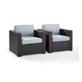 Biscayne Outdoor Wicker Seating Chair Set - Mist Cusion 2 Pieces