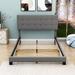 Latitude Run® Queen Size Platform Bed w/ Headboard Wood & /Upholstered/Linen in Gray | 51 H x 64 W x 84 D in | Wayfair