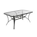 COSCO Outdoor Living Paloma Steel Patio Dining Table Dark Gray Steel Frame Tempered Glass Table Top