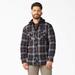 Dickies Men's Water Repellent Flannel Hooded Shirt Jacket - Ink Navy/chocolate Brown Plaid Size S (TJ211)