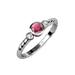 Rhodolite Garnet and Diamond (SI2-I1 G-H) Three Stone Rope Ring 0.76 ct tw in 14K White Gold.size 5.0