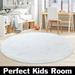 Ultra Soft Round Area Rug for Bedroom Fluffy Plush Circle Rug for Kids Rooms Living Room Playroom Dorm White