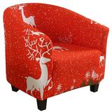 SEARCHI Christmas Club Chair Slipcovers Tub Chair Covers Soft Spandex Armchair Cover Xmas Chair Covers Non- Chair Slipcovers Furniture Cover Christmas Decoration