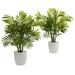 Nearly Natural 19.5 Plastic/Polyester Palms Artificial Plant in White Planter (Set of 2) Green