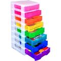 Colourful Plastic Modular Drawer For Schools Nurseries Rainbow Coloured Tower Storage Units (8 x 9.5 Litre)