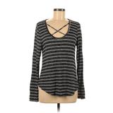 Charlotte Russe Long Sleeve Top Gray Scoop Neck Tops - Women's Size Medium