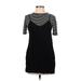 Mimi Chica Casual Dress - Shift Crew Neck Short sleeves: Black Color Block Dresses - Women's Size Small