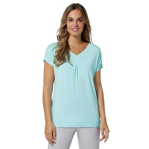„V-Shirt CLASSIC BASICS „“Shirt““ Gr. 44, blau (aquamarin) Damen Shirts V-Shirts“