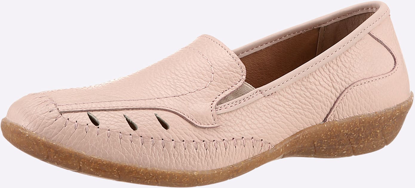 Slipper CLASSIC BASICS, Damen, Gr. 40, beige (puder), Glattleder, Basic, Schuhe Slipper