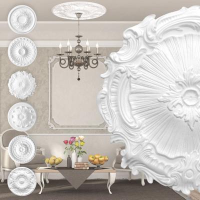 Marbet Design Stuckrosette aus EPS Styropor, weiß - Deckenrosette Stuck Wanddeko Wohnzimmer:R-07 Image