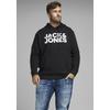 Kapuzensweatshirt "CORP LOGO SWEAT HOOD", Herren, Gr. 4XL, schwarz, angeraute Sweatware, Obermaterial: 70% Baumwolle, 30% Polyester, JACK & JONES PLUSSIZE, bedruckt, modisch, normal normal, Rundhals, Langarm Bündchen, Sweatshirts, Bis Größe 6XL